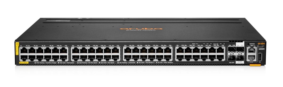 Aruba 6200M 48G Class4 PoE 4SFP+ Switch [48 ports 10/100/1000 PoE + 4 ports SFP+, L3 Full managed] R8Q70A