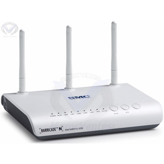 Routeur sans-fil à large bande mobile 3G 2,4 GHz 300 Mbps draft-N SMCWBR14-3GN